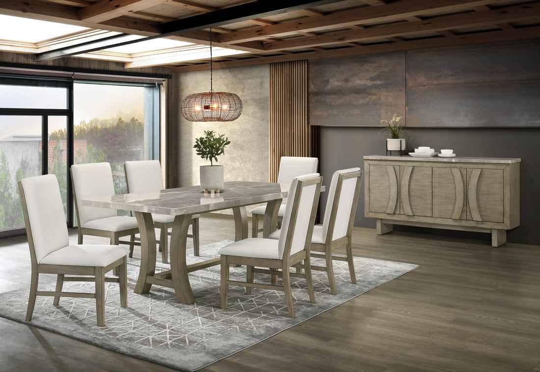 Roco Genuine Marble 7-Piece Dining Room Set
