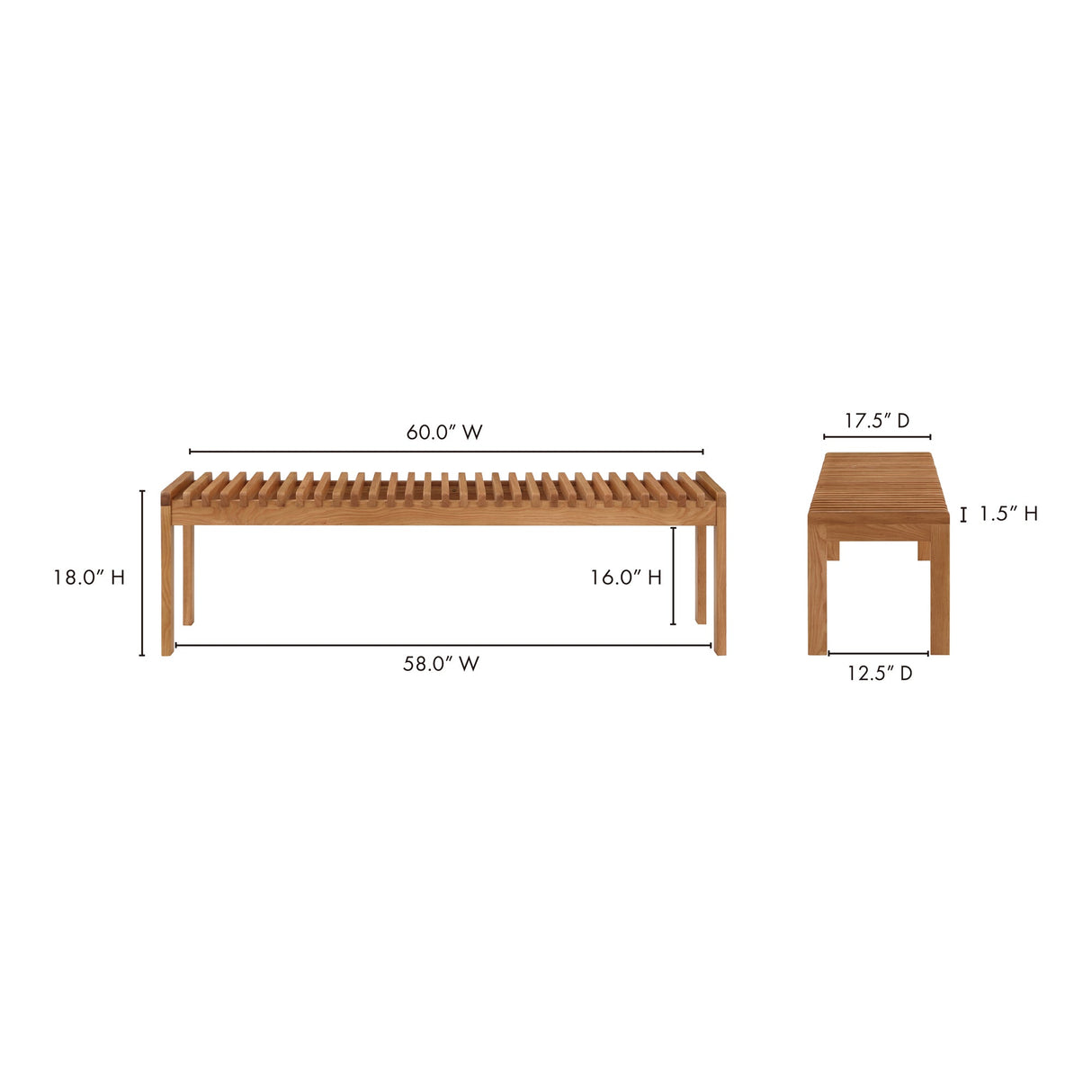 Rohe Natural Oak Bench by Moe's Home at Eve Furniture