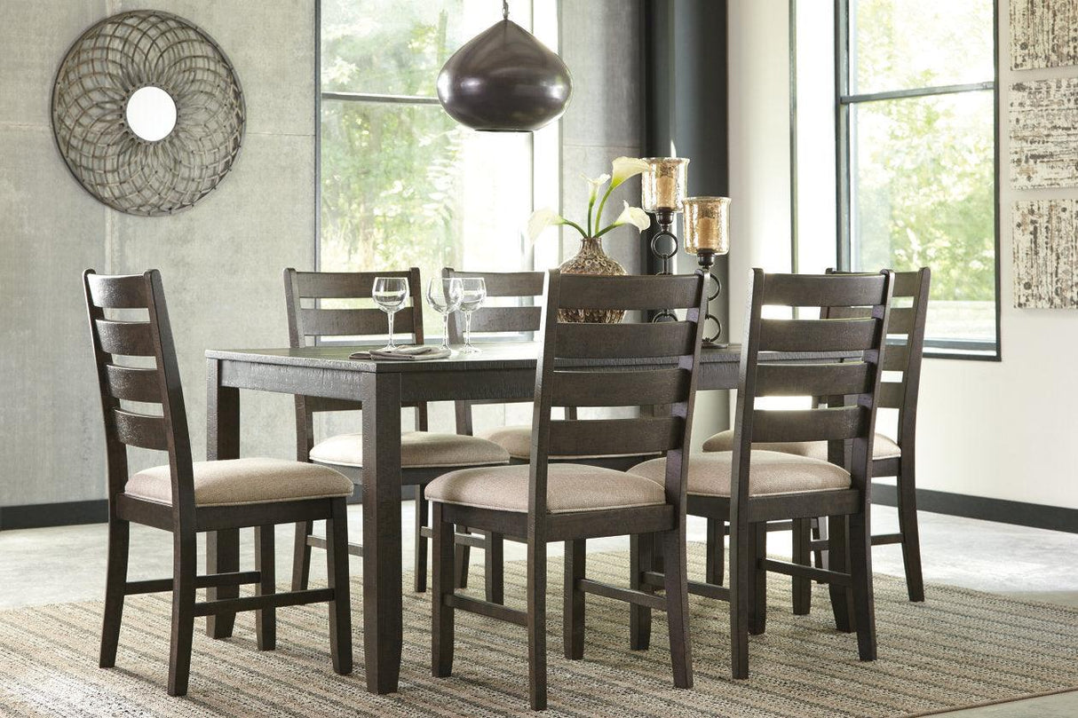 Rokane Brown Dining Table and 6 Chairs by Ashley at Eve Furniture