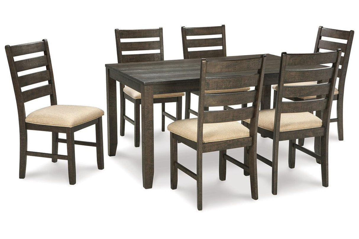 Rokane Brown Dining Table and 6 Chairs by Ashley at Eve Furniture