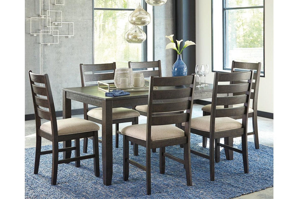 Rokane Brown Dining Table and 6 Chairs by Ashley at Eve Furniture