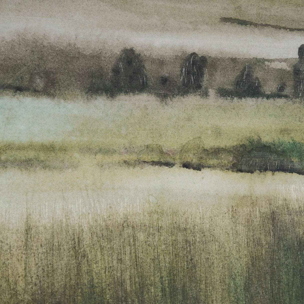 Rolling Fields II Hand Embellished Brown Framed Watercolor Art Print on Paper Mounted with Backing by Mercana at Eve Furniture