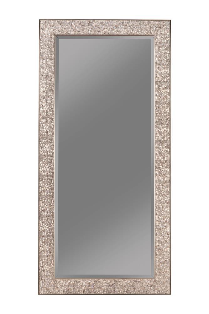 Rollins Silver Sparkle Rectangular Floor Mirror by Coaster at Eve Furniture