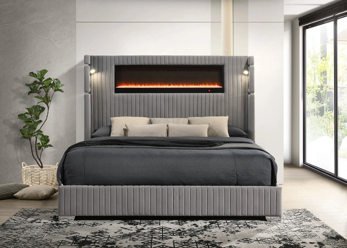 Romance Gray King Platform Bed by Happy Homes at Eve Furniture