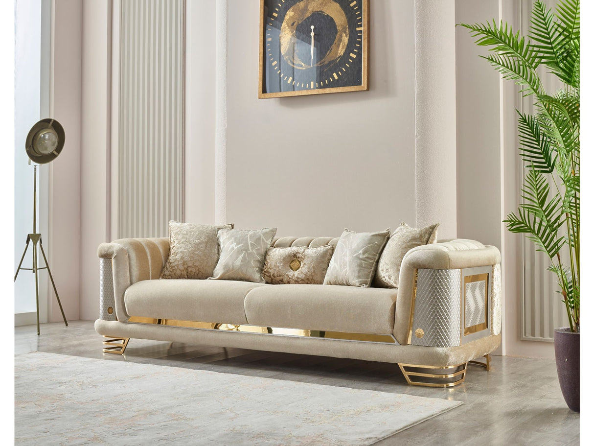 Romans 3-pieces (Sofa & Loveseat & Chair) Livingroom Set in Beige by Furnia at Eve Furniture