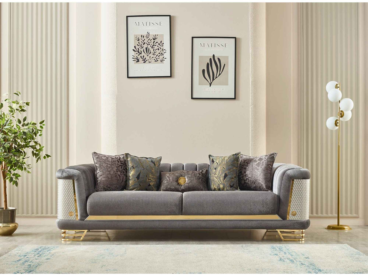 Romans 3-pieces (Sofa & Loveseat & Chair) Livingroom Set in Grey