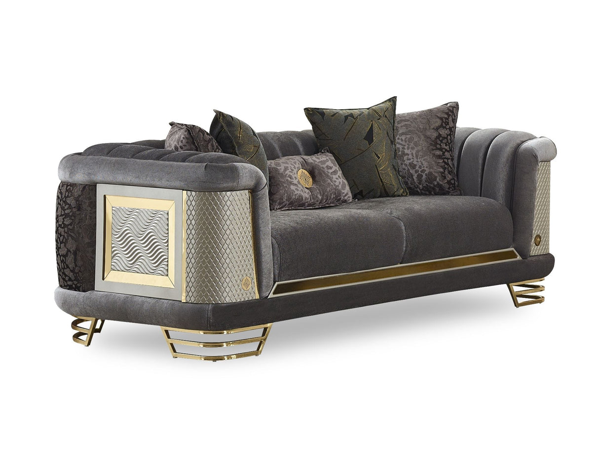 Romans 3-pieces (Sofa & Loveseat & Chair) Livingroom Set in Grey by Furnia at Eve Furniture