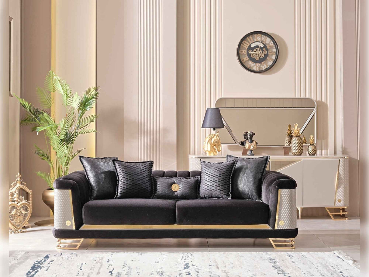 Romans Black Stationary Sofa by Furnia at Eve Furniture