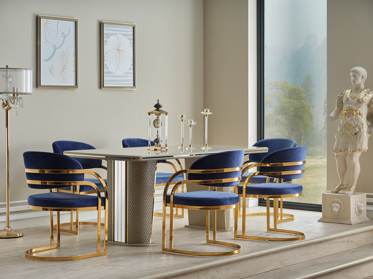 Romans Diningroom (Consol With Mirror & Dining Table & 6 Dining Chair)