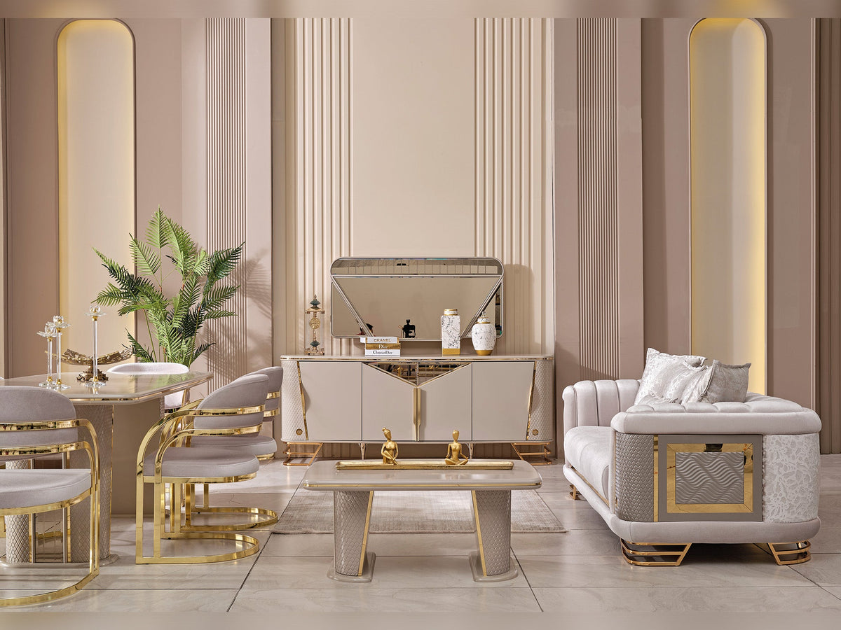 Romans Diningroom (Consol With Mirror & Dining Table & 6 Dining Chair)