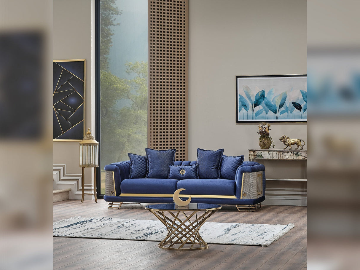 Romans Navy Blue 3-pieces (Sofa & Loveseat & Chair) Living Room Set by Furnia at Eve Furniture