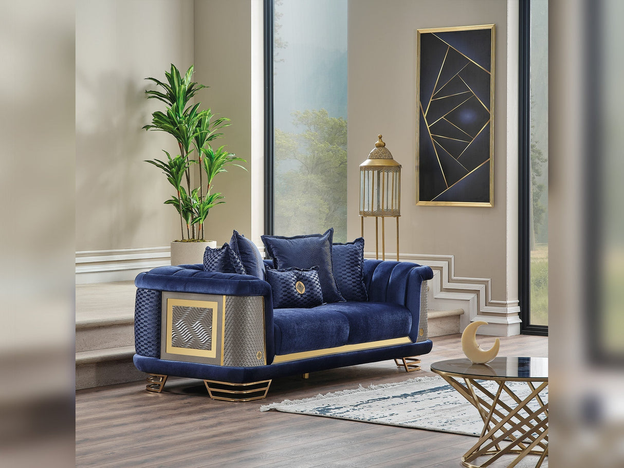 Romans Navy Blue 3-pieces (Sofa & Loveseat & Chair) Living Room Set by Furnia at Eve Furniture