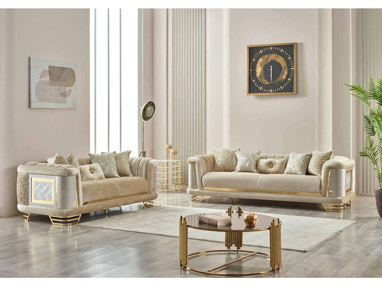 Romans Stationary Loveseat Beige by Furnia at Eve Furniture