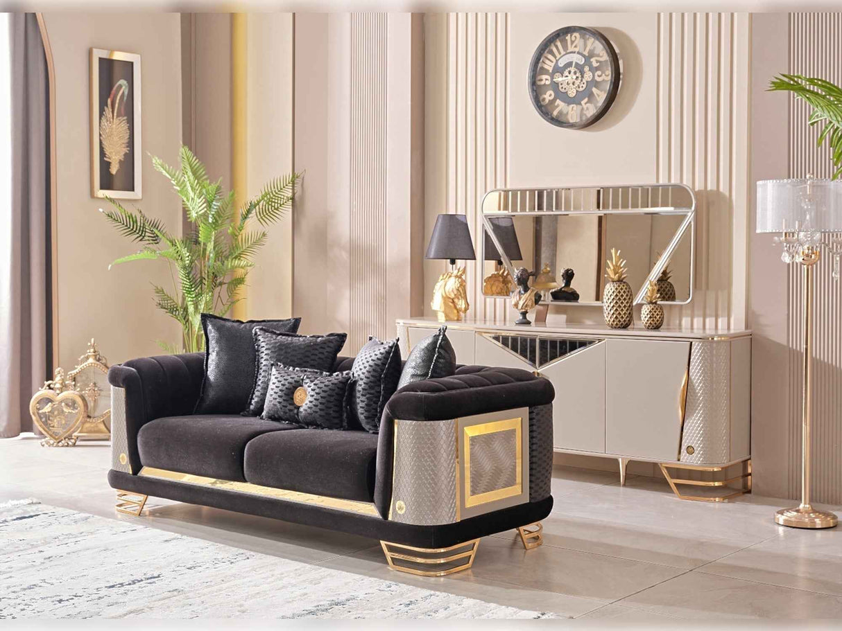 Romans Stationary Loveseat Black by Furnia at Eve Furniture