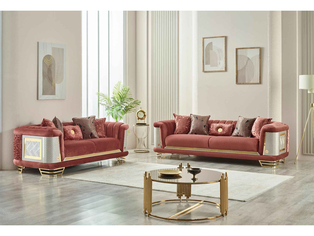 Romans Stationary Loveseat Brick by Furnia at Eve Furniture