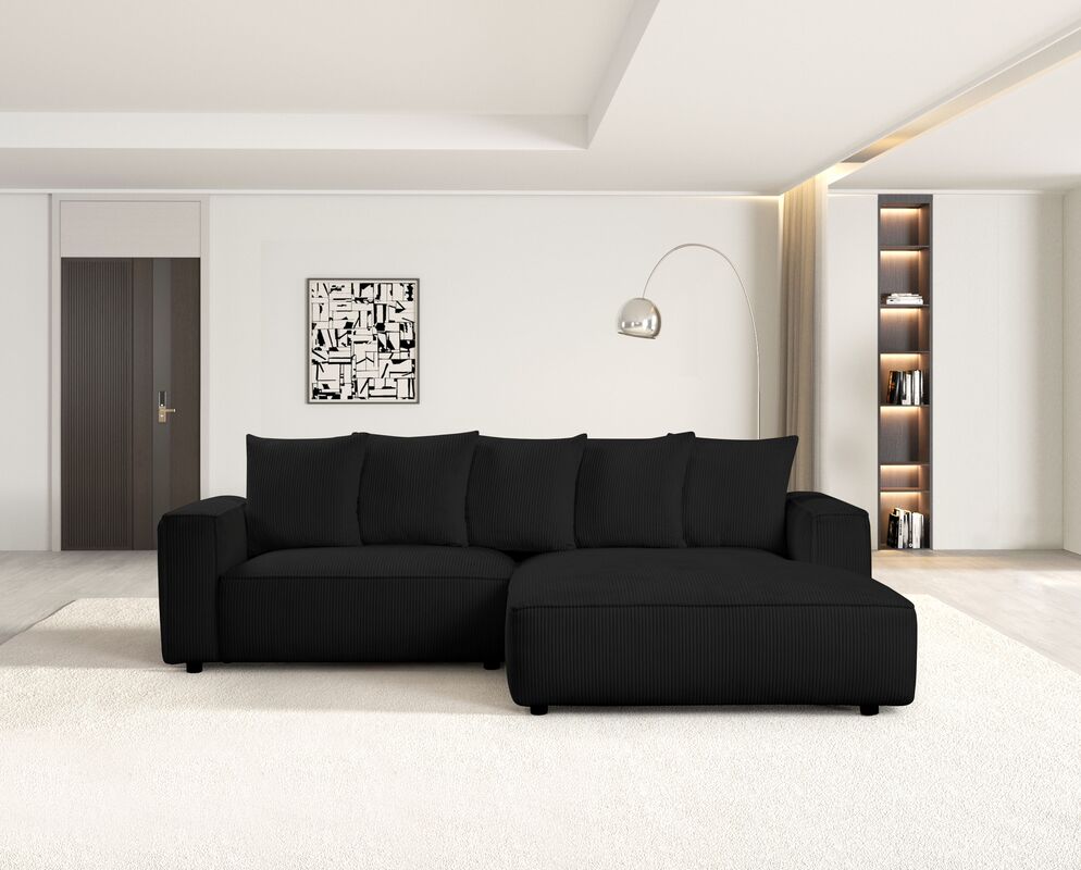 Romeo Black Right Arm Facing (RAF) Sectional by Happy Homes at Eve Furniture