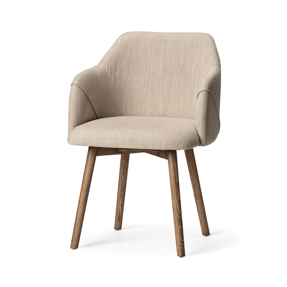 Ronald II Cream Fabric Wrap Brown Wooden Base Dining Chair by Mercana at Eve Furniture