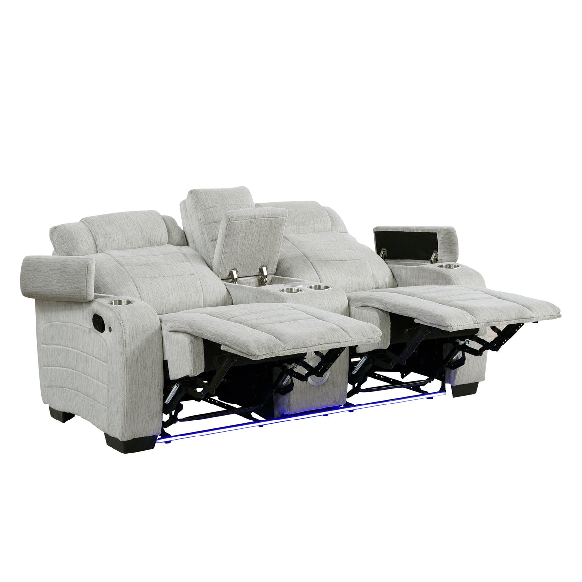 Ronan Light Gray 2-Piece Double Reclining Set by Homelegance at Eve Furniture