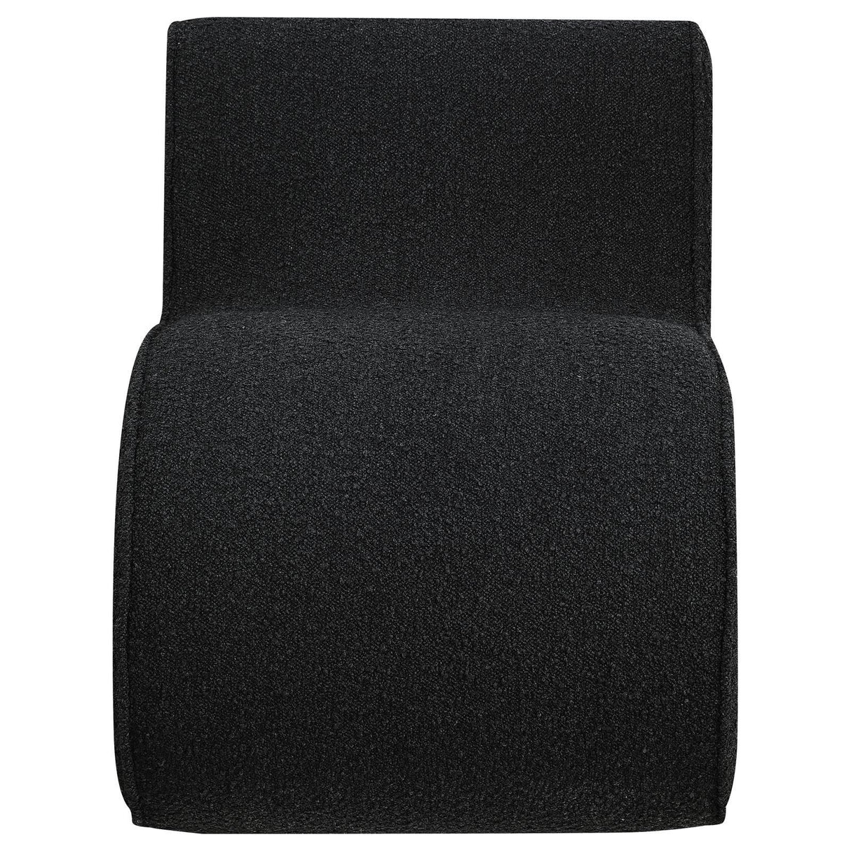 Ronea Charcoal Boucle Upholstered Armless Curved Accent Chair by Coaster at Eve Furniture
