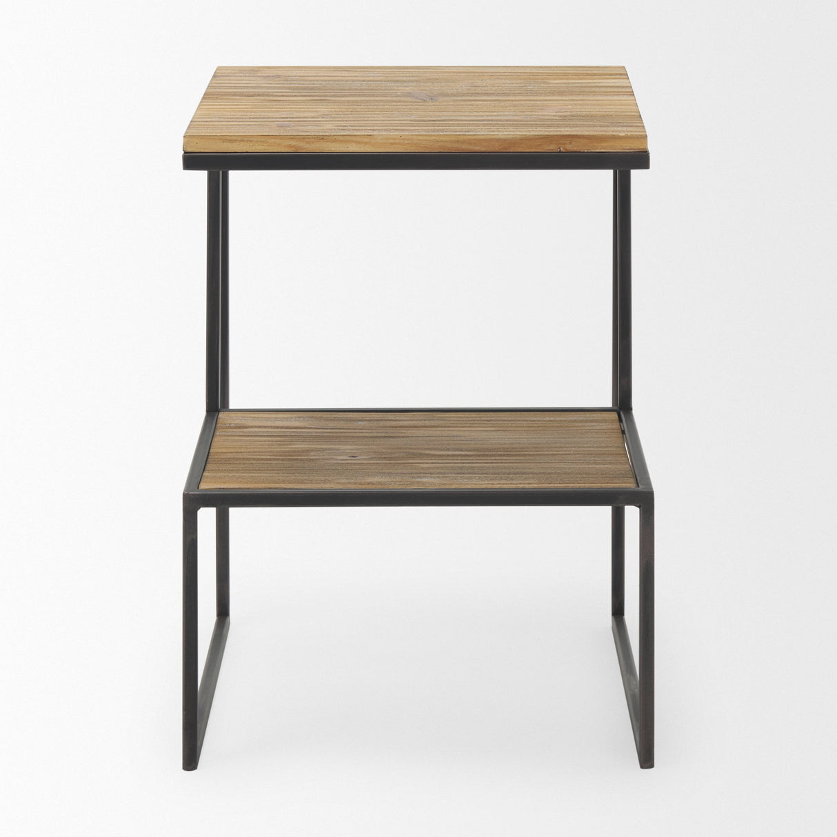 Ronin 22"H Square 2-Tier Wood w/ Black Metal Accent Table by Mercana at Eve Furniture