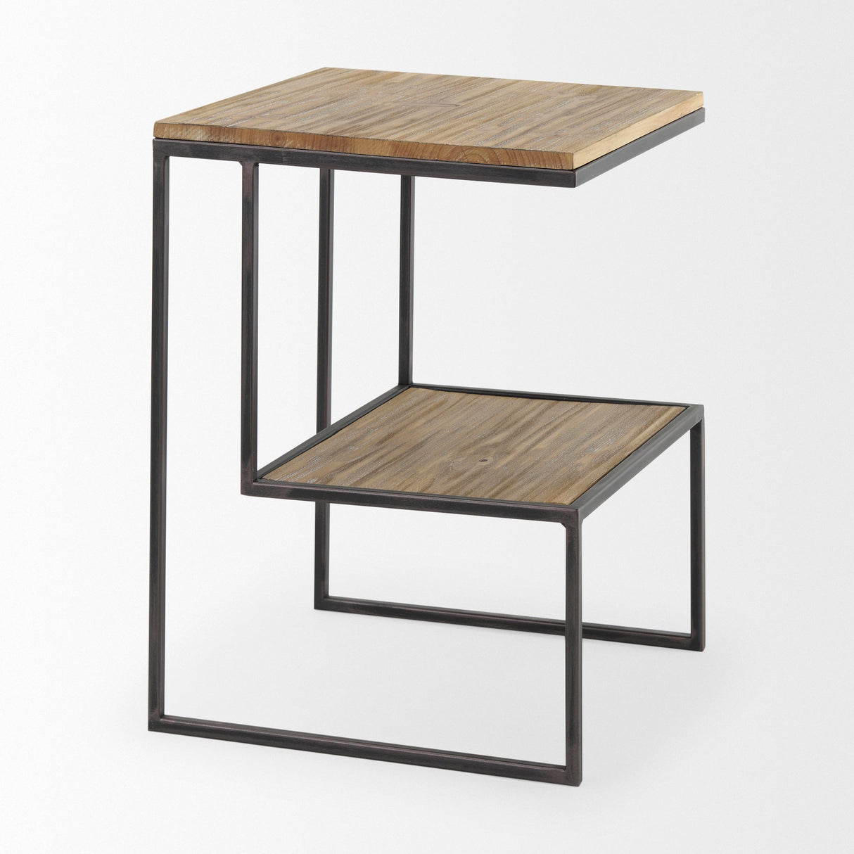 Ronin 22"H Square 2-Tier Wood w/ Black Metal Accent Table by Mercana at Eve Furniture