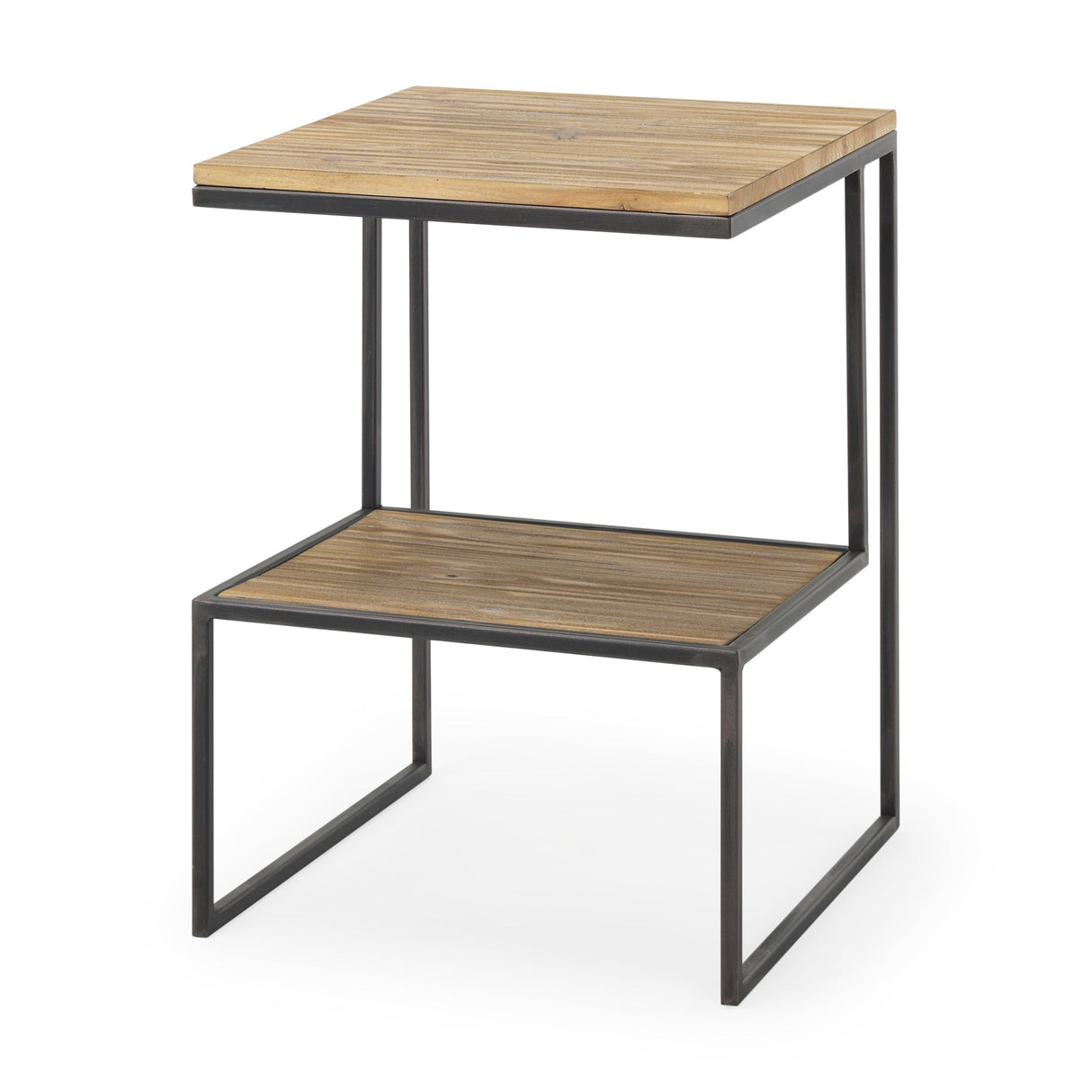 Ronin 22"H Square 2-Tier Wood w/ Black Metal Accent Table by Mercana at Eve Furniture