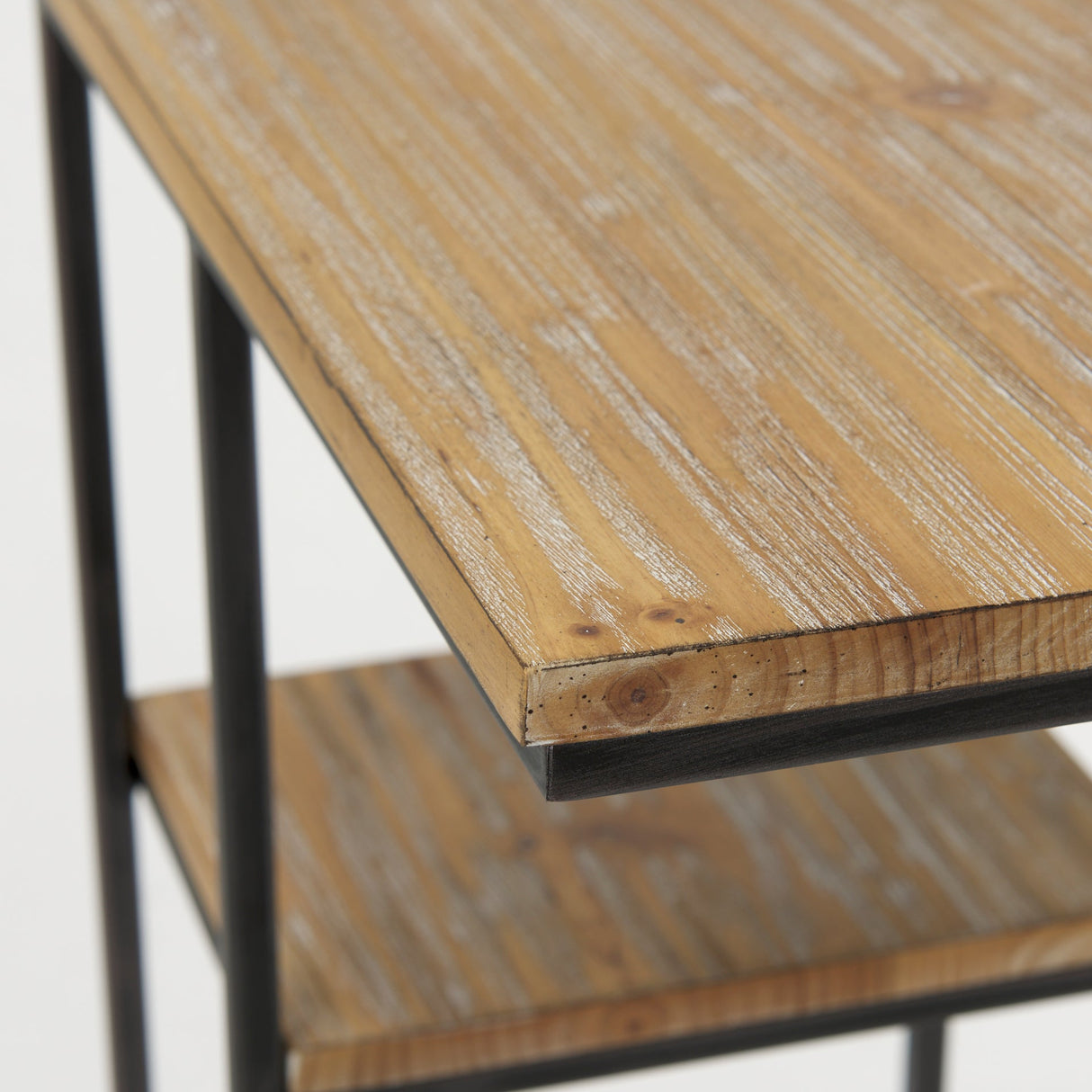 Ronin 25"H Rectangle 2-Tier Wood w/ Black Metal Accent Table by Mercana at Eve Furniture