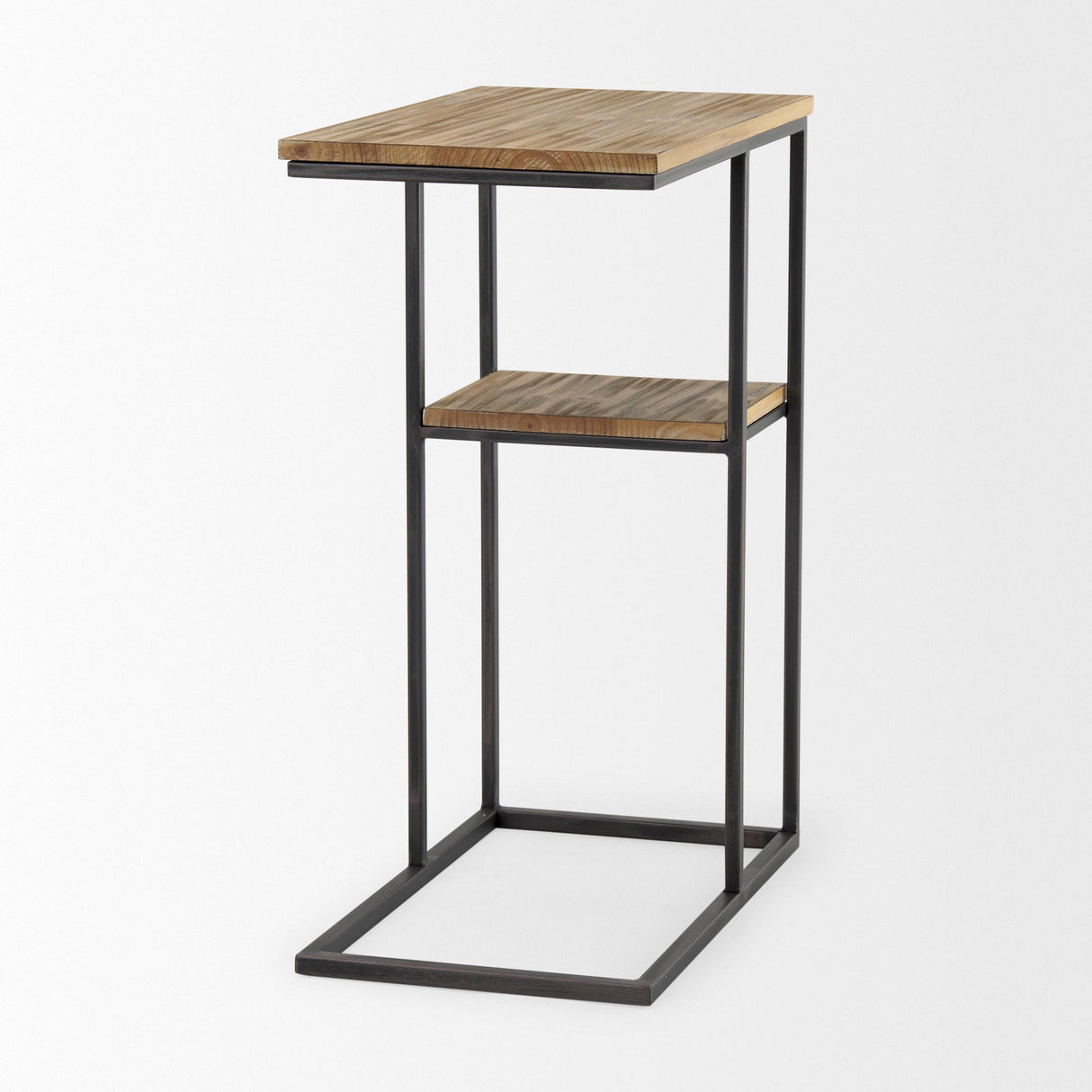 Ronin 25"H Rectangle 2-Tier Wood w/ Black Metal Accent Table by Mercana at Eve Furniture