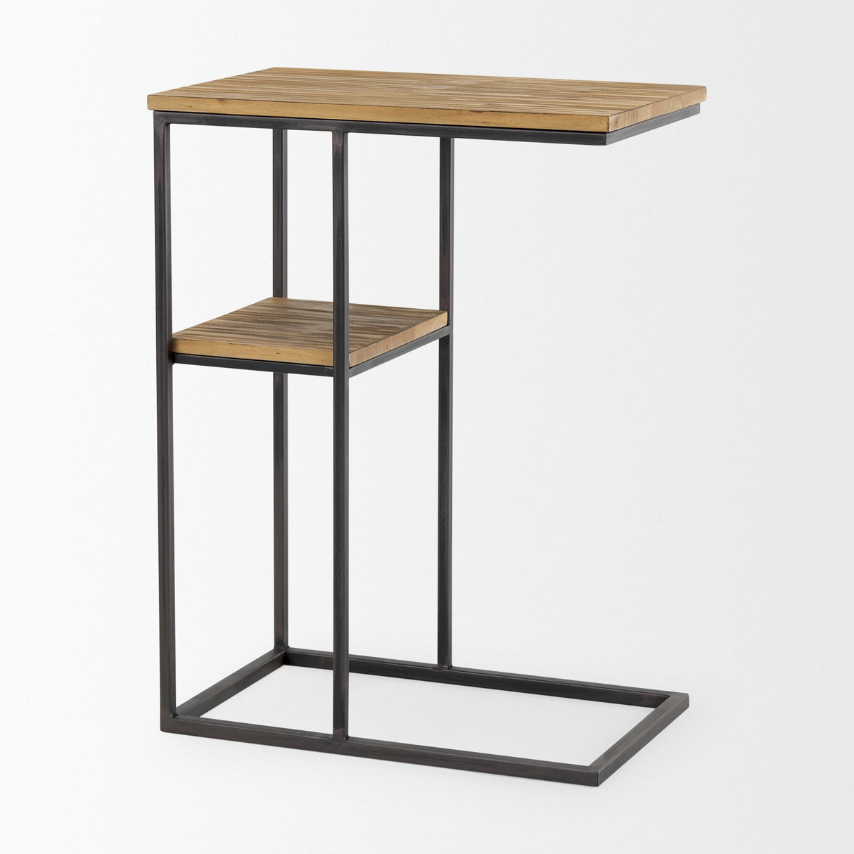 Ronin Rectangle 2-Tier Wood w/ Black Metal Accent Table by Mercana at Eve Furniture