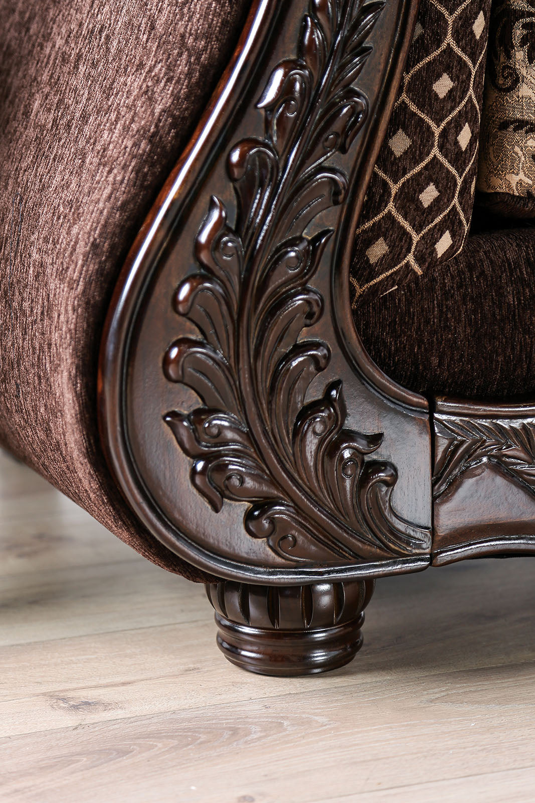 Ronja Dark Brown Sofa & Loveseat by Furniture of America at Eve Furniture