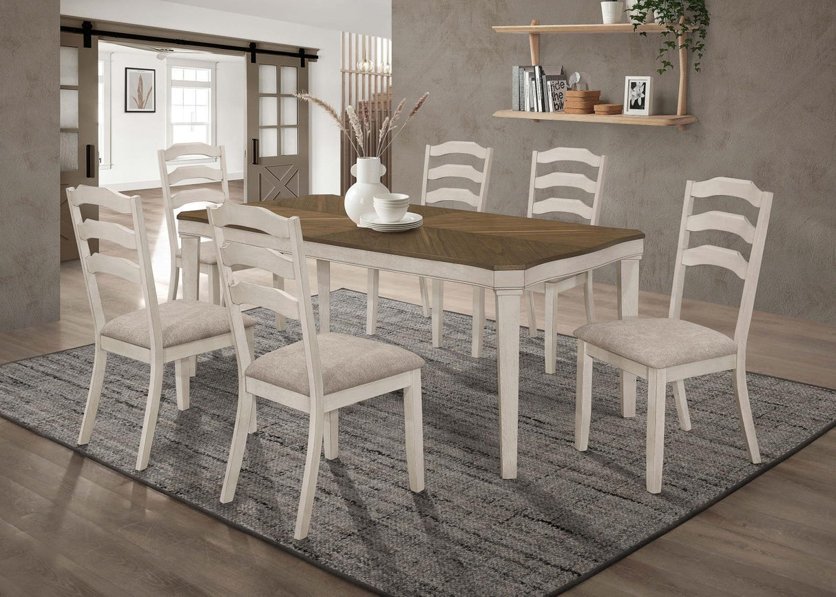 Ronnie Nutmeg and Rustic Cream Starburst Dining Table by Coaster at Eve Furniture