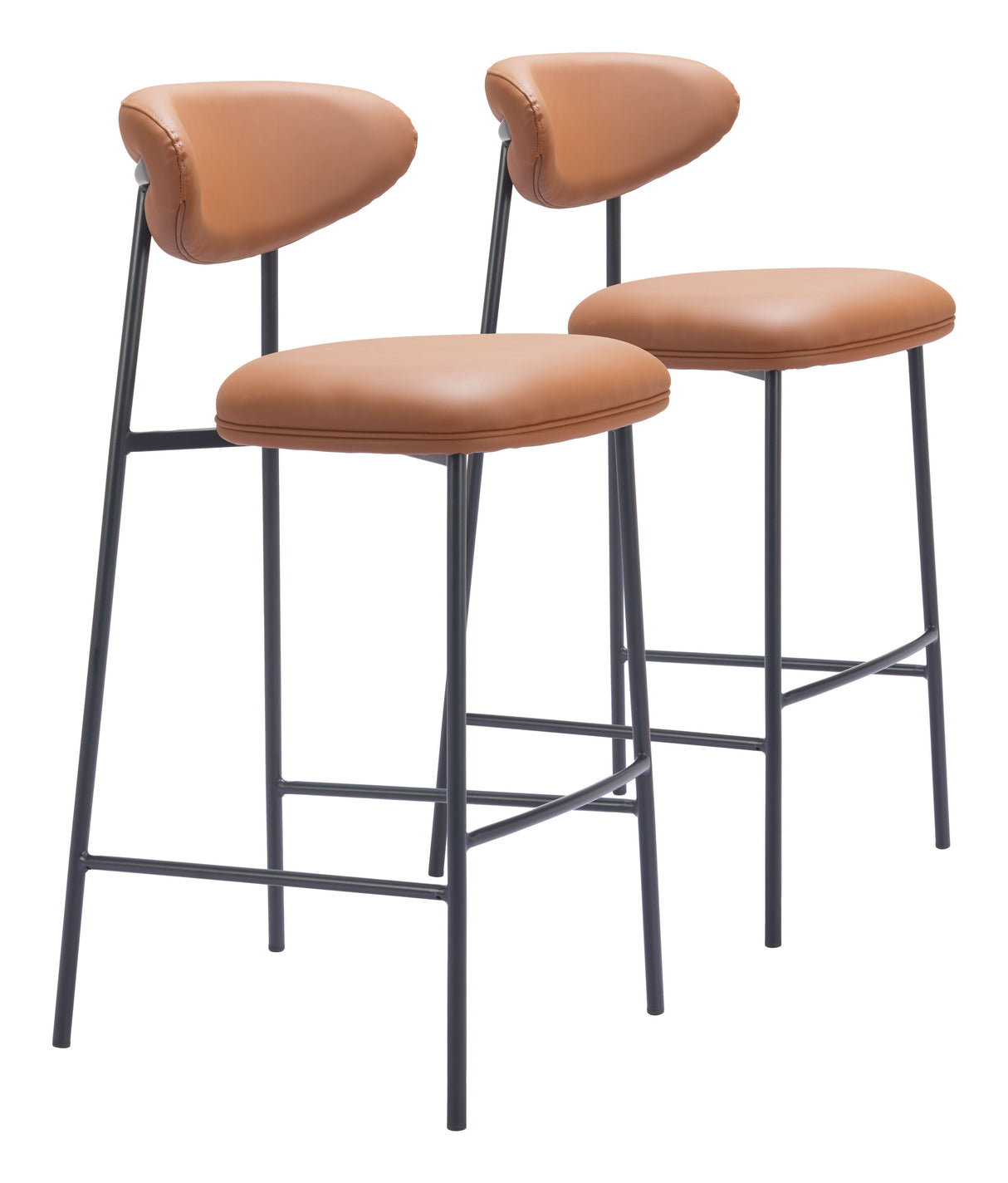 Rorun Brown Barstool (Set of 2) by Zuomod at Eve Furniture