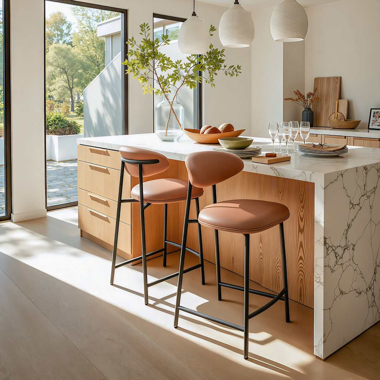 Rorun Brown Counter Stool (Set of 2) by Zuomod at Eve Furniture