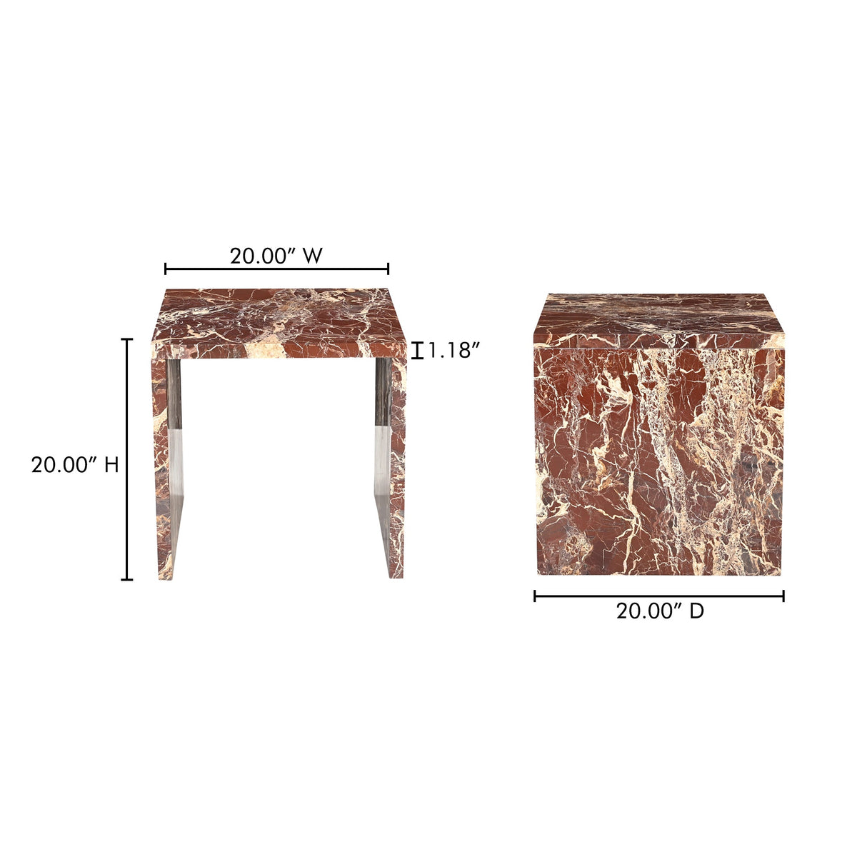 Rosa Rosso Levanto Marble Accent Table by Moe's Home at Eve Furniture