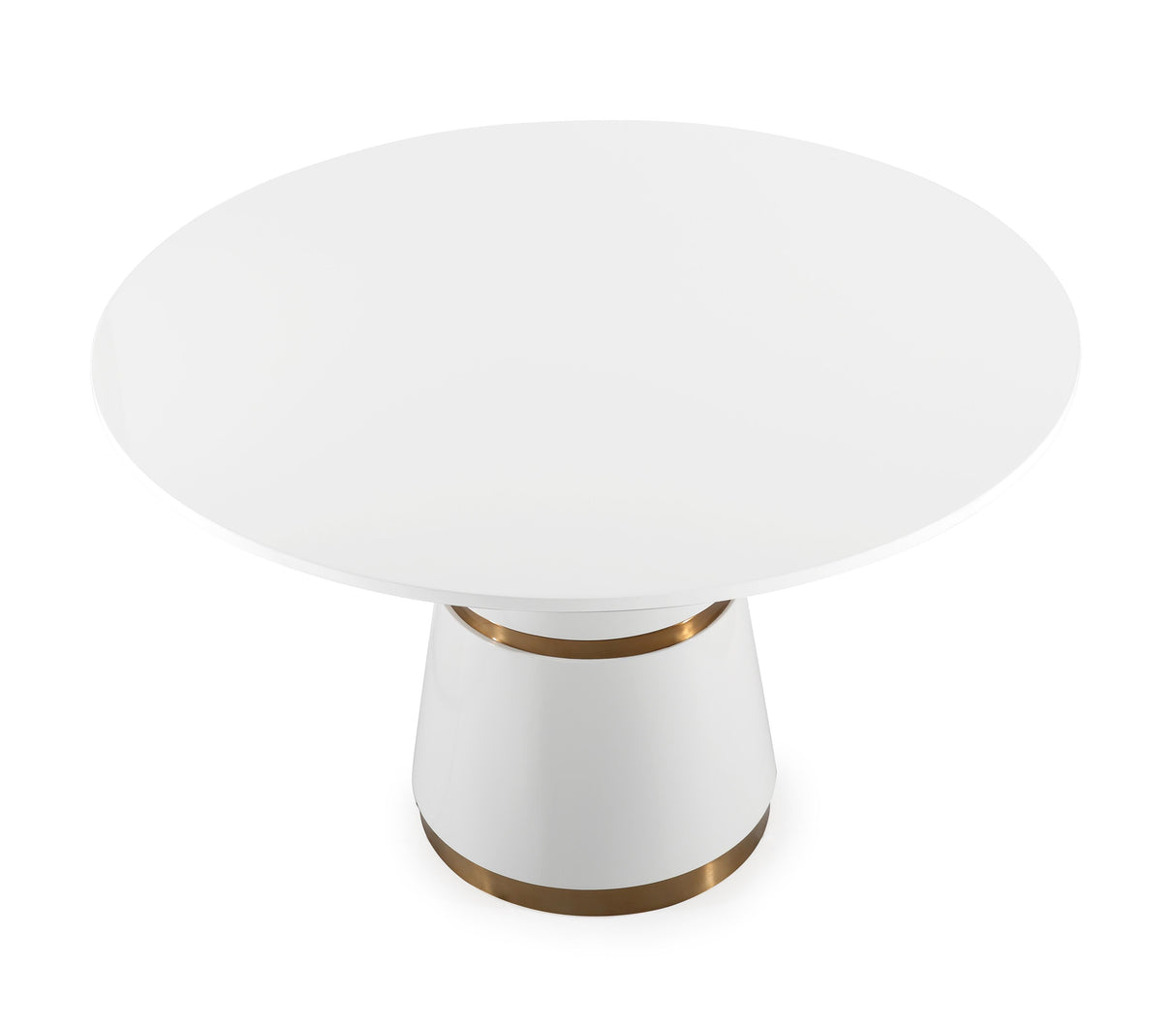 Rosa White Lacquer 47" Round Dining Table by TOV Furniture at Eve Furniture