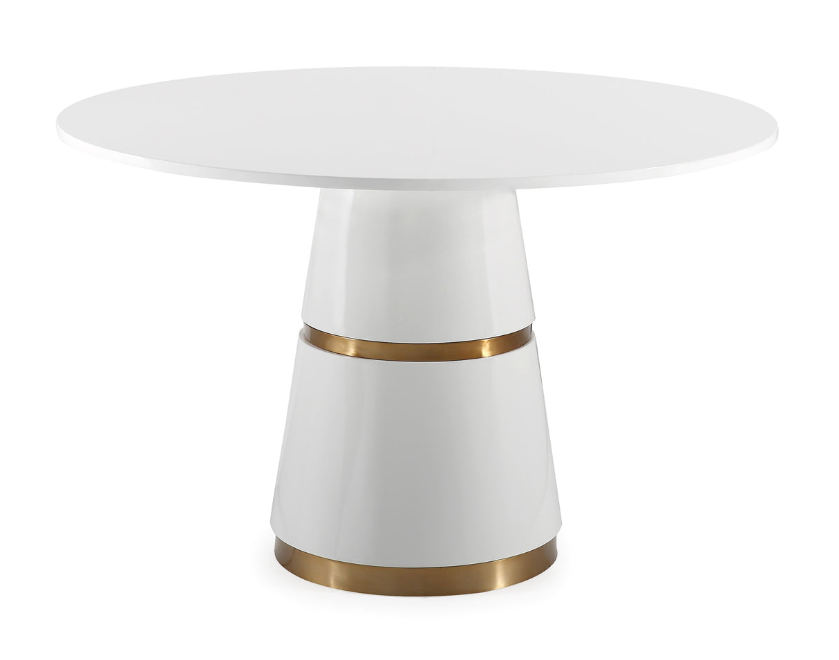Rosa White Lacquer 47" Round Dining Table by TOV Furniture at Eve Furniture
