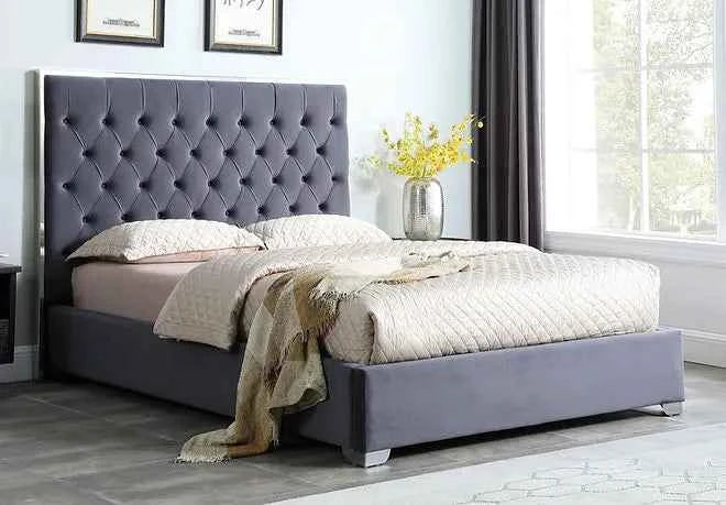 Rose Grey 55"H King Platform Bed by New Era Innovations at Eve Furniture