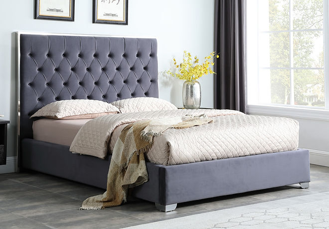 Rose Grey Queen Platform Bed by New Era Innovations at Eve Furniture