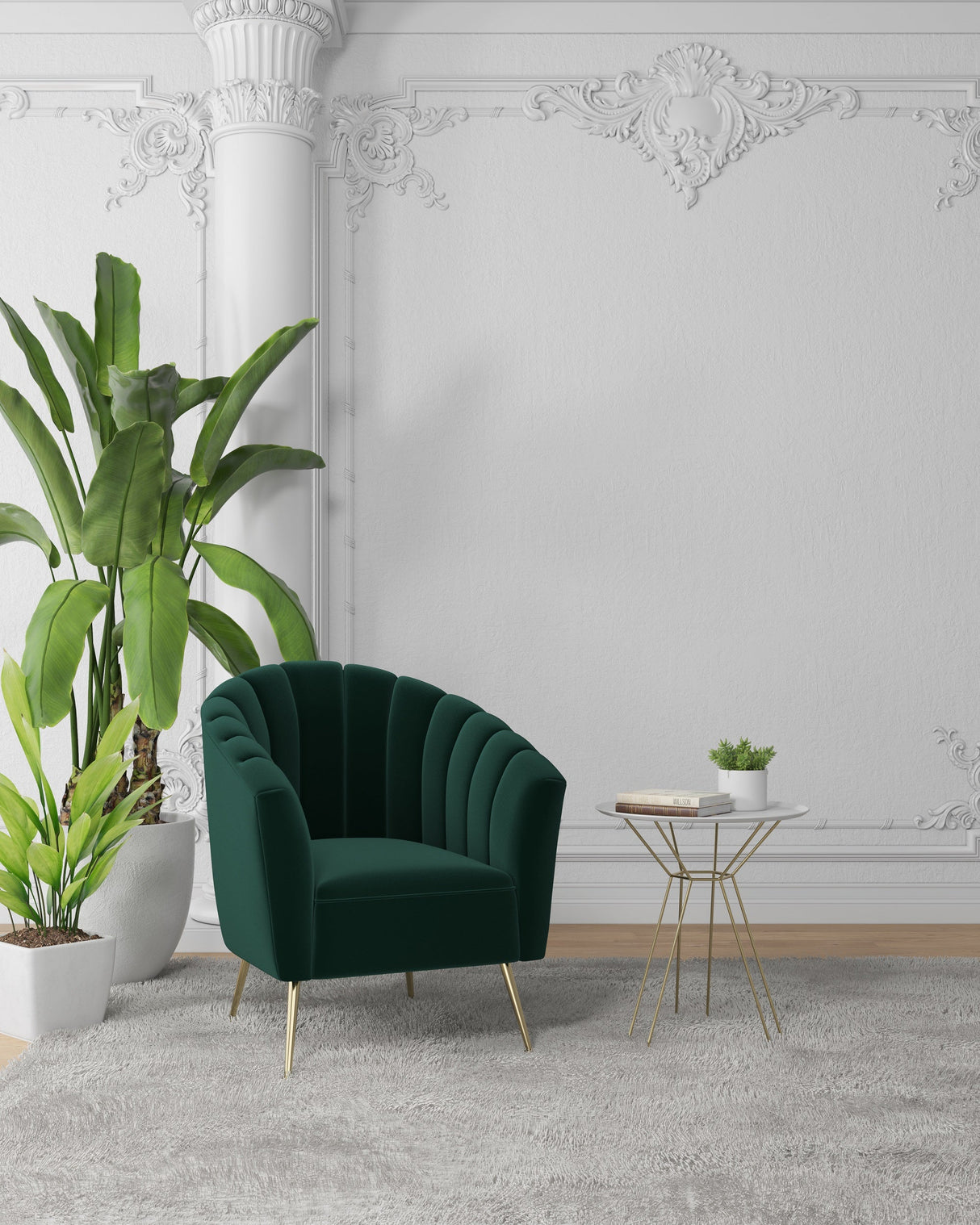 Rosemont Accent Chair in Green and Gold by Manhattan Comfort at Eve Furniture