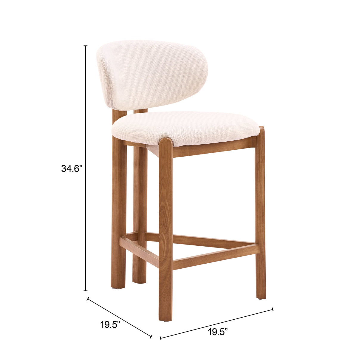 Rosetta Beige & Walnut Counter Stool (Set of 2) by Zuomod at Eve Furniture