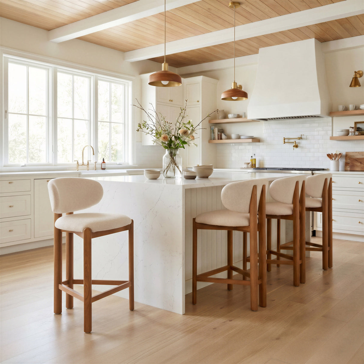 Rosetta Beige & Walnut Counter Stool (Set of 2) by Zuomod at Eve Furniture