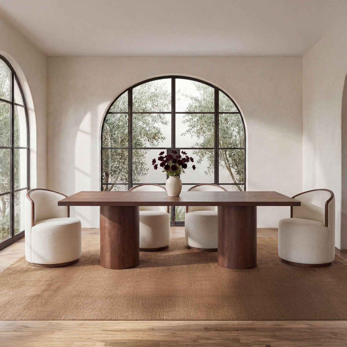 Rossi Cream/Natural Swivel Dining Chair by Moe's Home at Eve Furniture