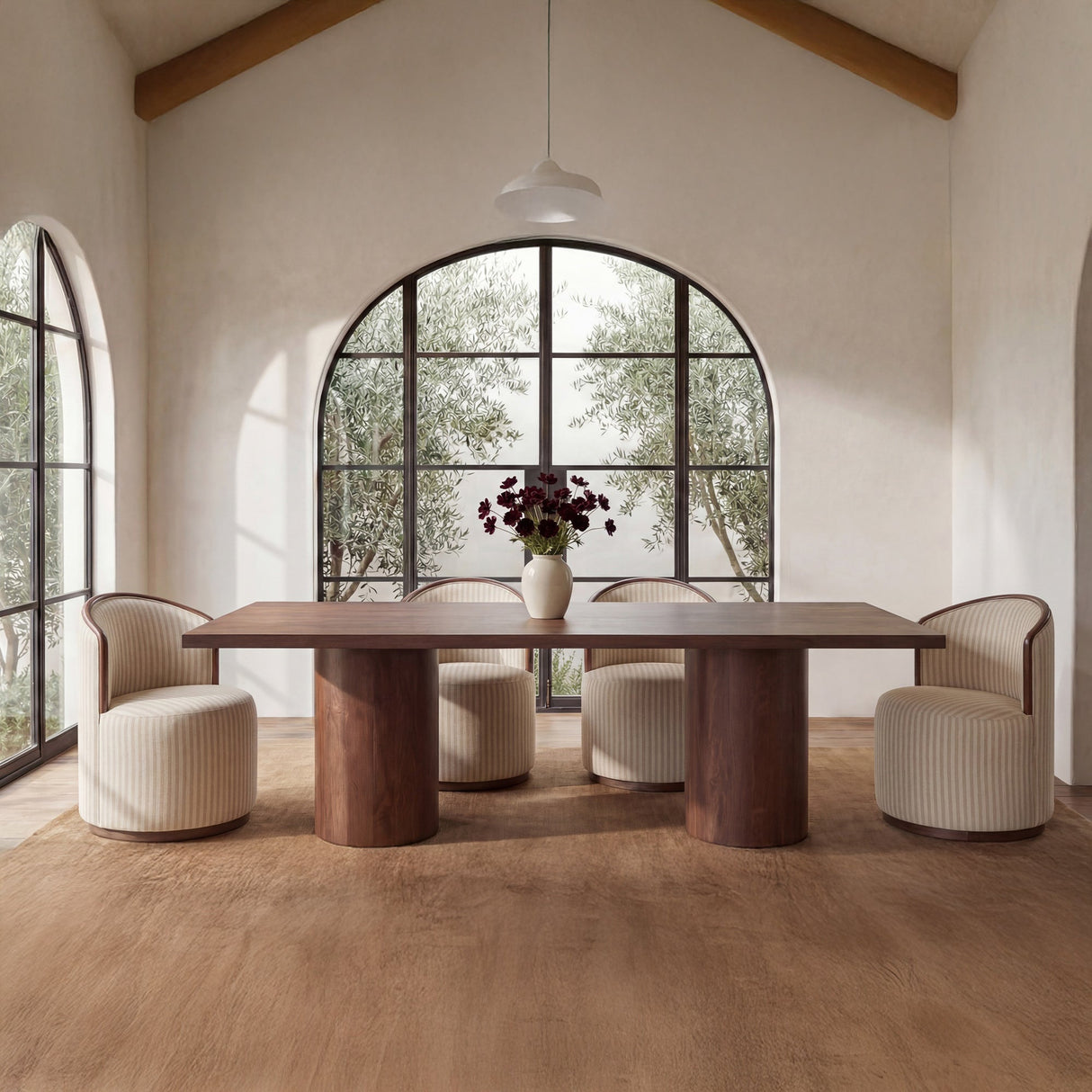 Rossi Stripe/Natural Swivel Dining Chair by MOES at Eve Furniture