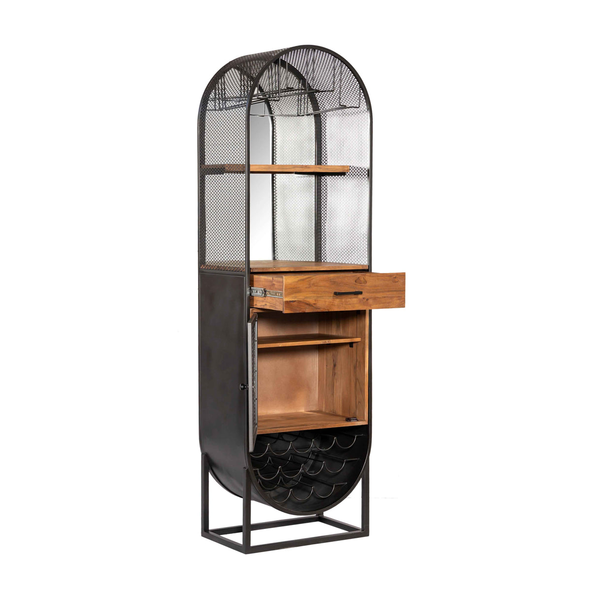Roswell 23" Bar Cabinet in Natural Mango Wood and Iron by Home Trends & Design at Eve Furniture