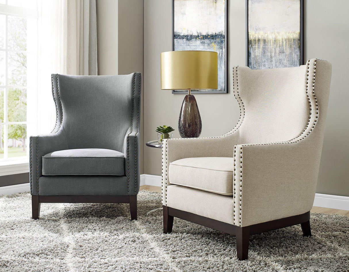 Roswell Beige Wing Back Chair by Steve Silver at Eve Furniture