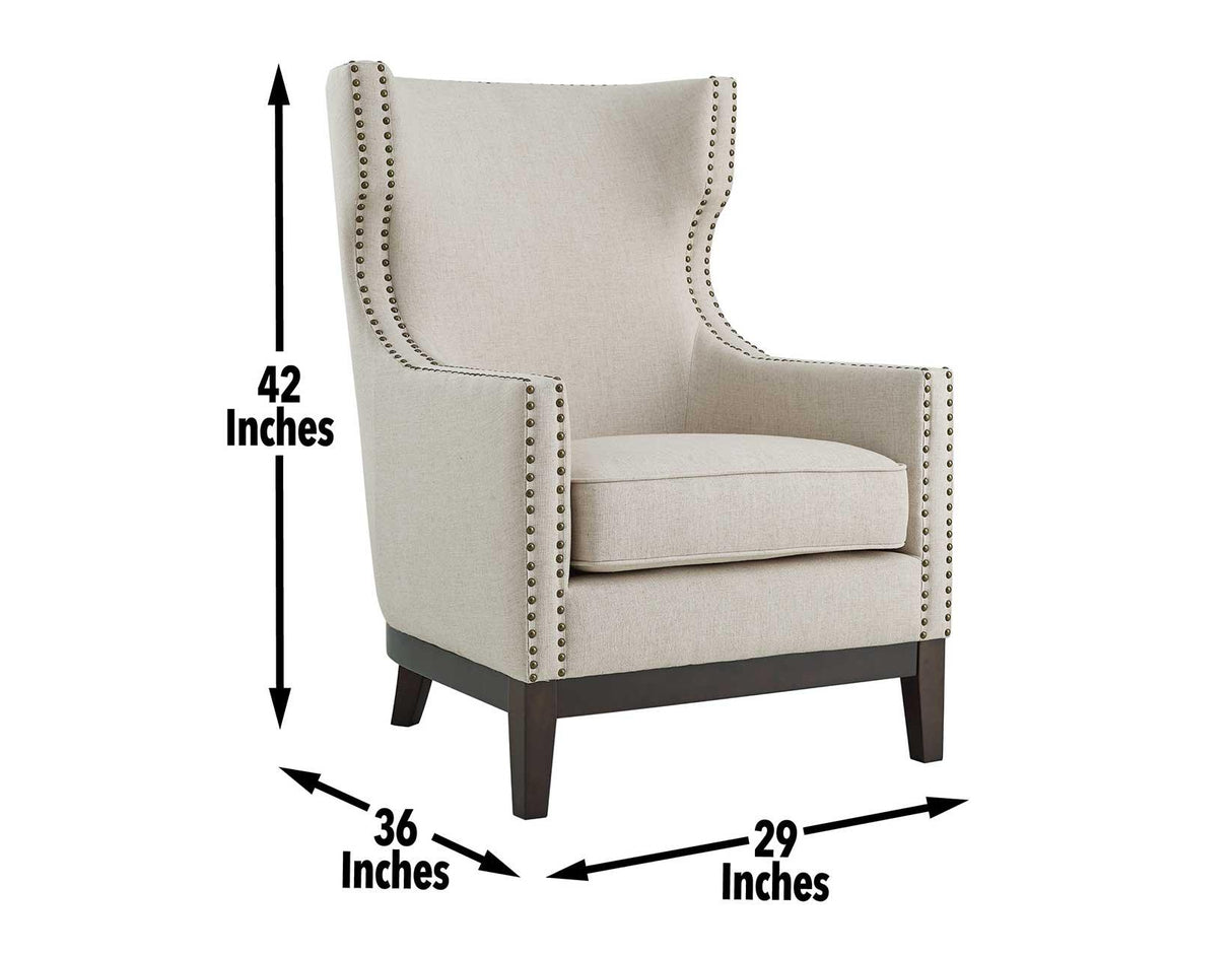Roswell Beige Wing Back Chair by Steve Silver at Eve Furniture