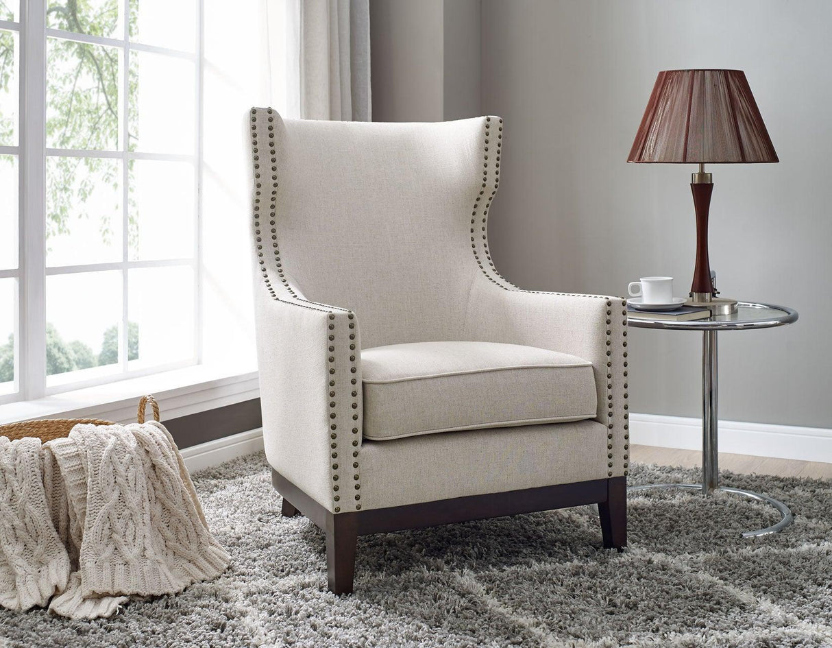 Roswell Beige Wing Back Chair by Steve Silver at Eve Furniture
