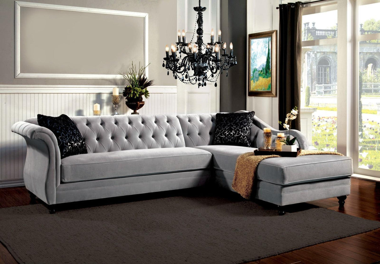 Rotterdam Warm Gray/Black/Silver Sectional by Furniture of America at Eve Furniture