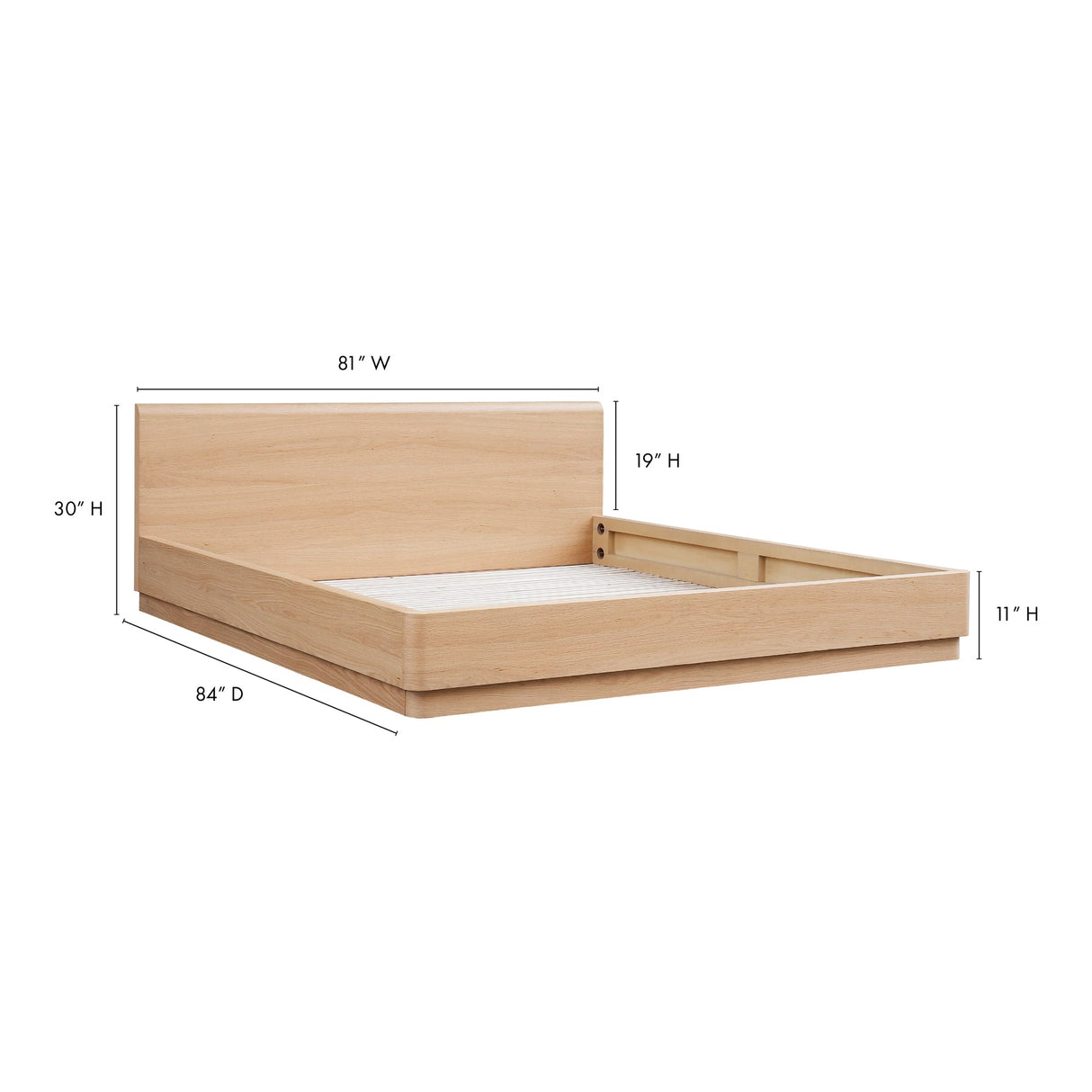Round Off Light Oak Brown King Bed by MOES at Eve Furniture