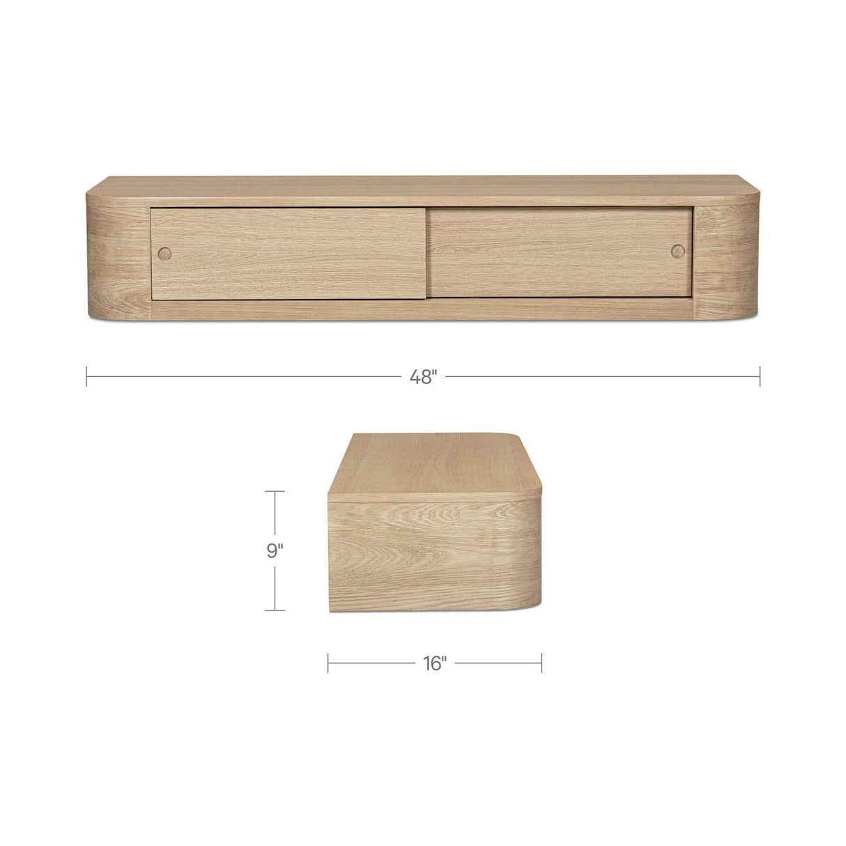 Round Off Natural Floating Console Table by Moe's Home at Eve Furniture